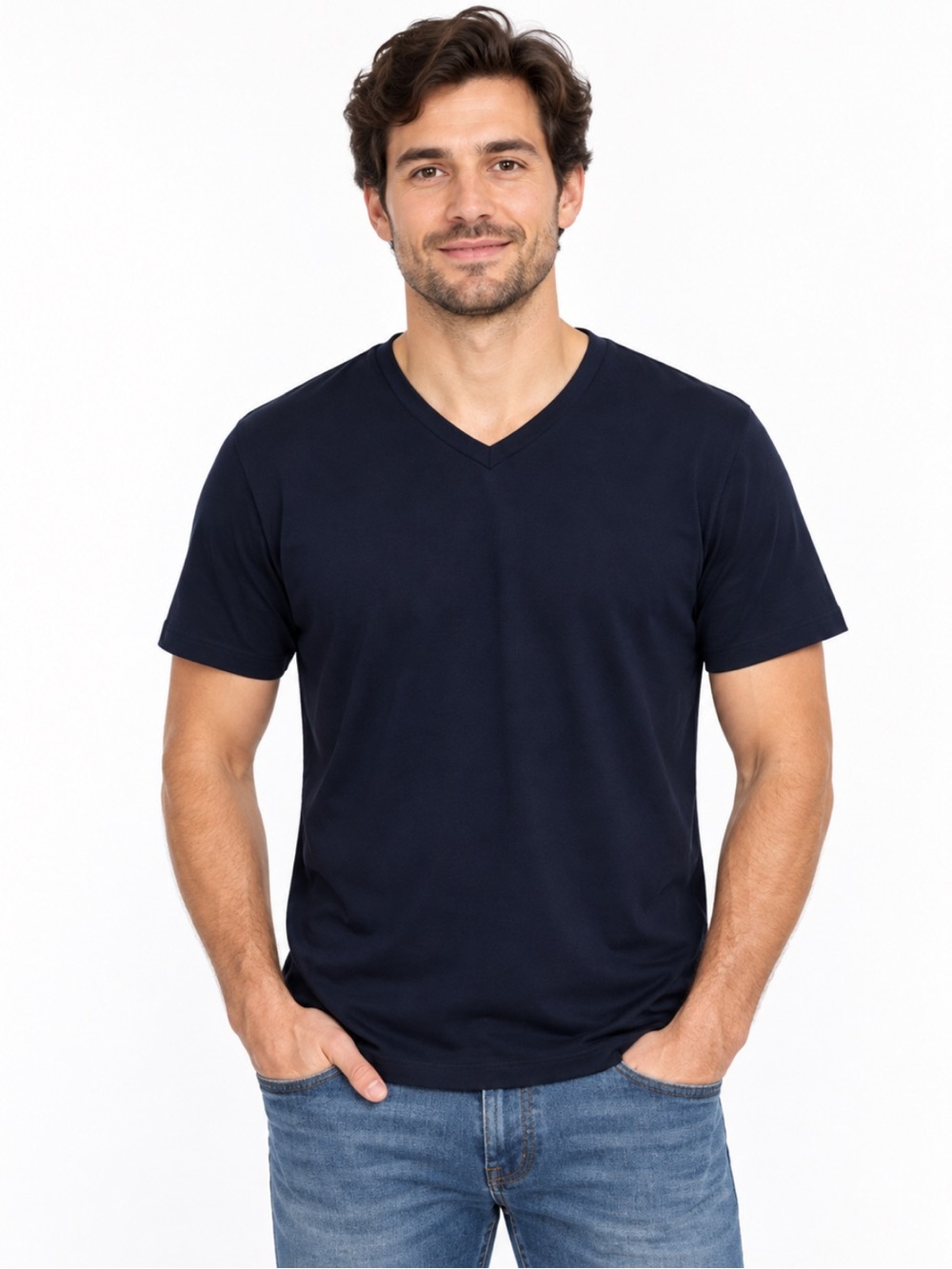 NWT! Lindbergh Essentials Men’s Dark Navy Stretch V-Neck T-Shirt Large